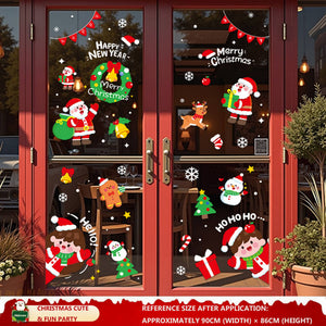 Christmas Decorations: Static Cling Santa Claus & Christmas Tree Window Stickers for Storefront, Glass Door Scene Decoration Hanging Ornaments - mysquishcase