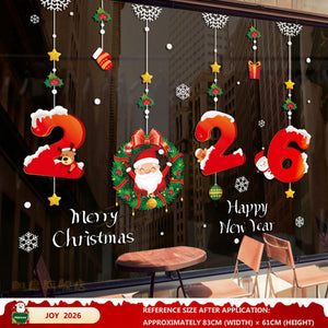 Christmas Decorations: Static Cling Santa Claus & Christmas Tree Window Stickers for Storefront, Glass Door Scene Decoration Hanging Ornaments - mysquishcase