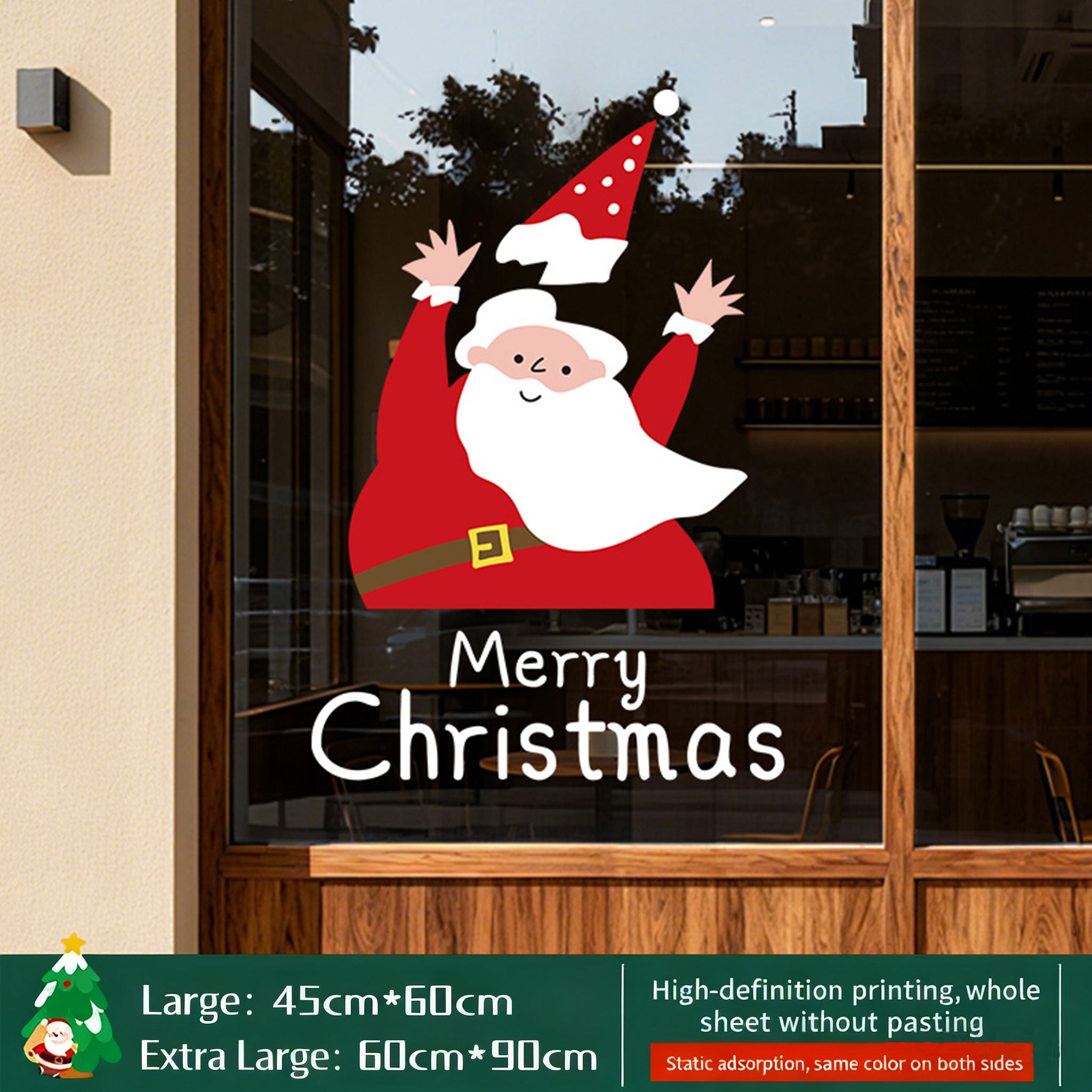 2026 Christmas Decoration Window Stickers - Christmas Tree, Store Display Scene Static Clings & Window Decals