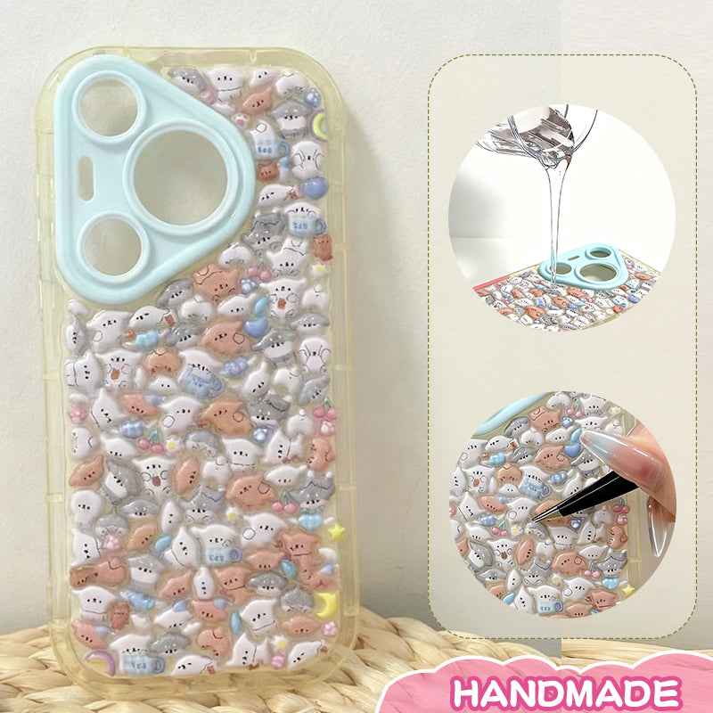 Cute Mini Ghost Pattern Phone Case - 3D Cartoon Spirit Design