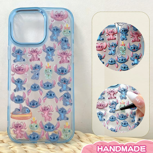 Kawaii Stitch Pattern Phone Case - 3D Cartoon Alien Design