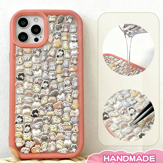 Handmade Kawaii Cat Sticker Collage Clear Phone Case