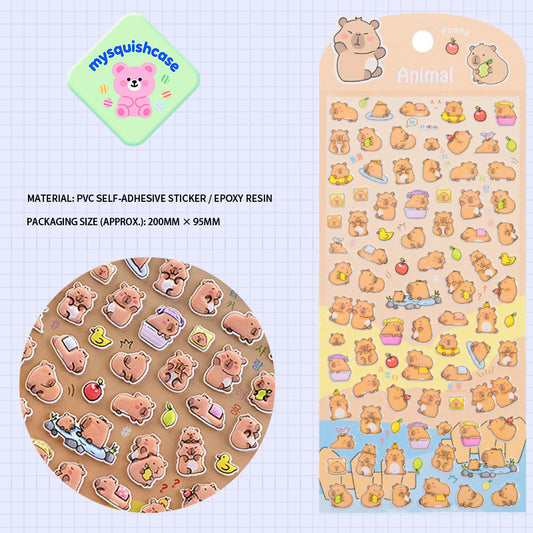 Capybara Cute Creature Party - Themed 3D Bubble Gum Stickers