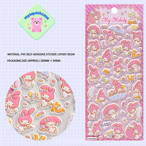 Adorable My Melody 3D bubble stickers with Sanrio character design. Soft rubber, safe & reusable. Perfect for phone cases, laptops, DIY crafts. Great for kids & adults. Limited stock!