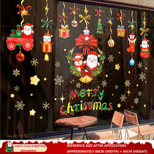 Christmas Decorations: Static Cling Santa Claus & Christmas Tree Window Stickers for Storefront, Glass Door Scene Decoration Hanging Ornaments - mysquishcase