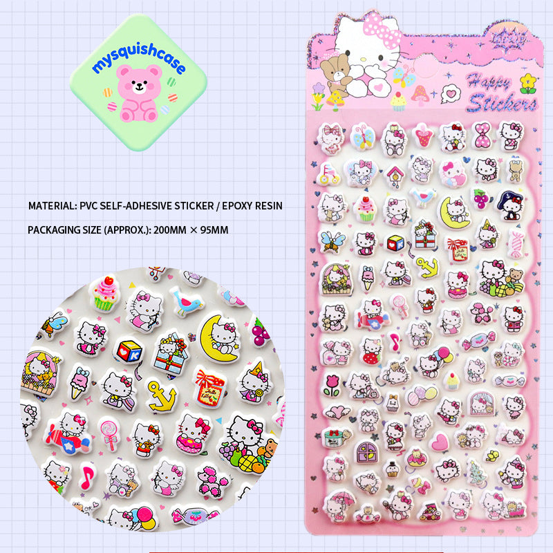 Kitty 3D Phone Case Decorative Stickers - Cartoon DIY Bubble Stickers