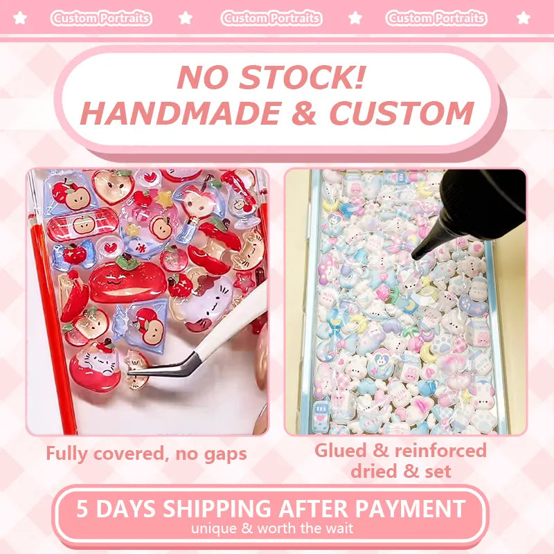 Handmade Cute Cat Pattern Clear Phone Case - Kawaii Custom Art Design