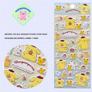 Adorable Pompompurin 3D soft rubber stickers. Official Sanrio character design, food-grade safe, removable & reusable. Perfect for DIY phone cases, crafts. Great for kids & adults!