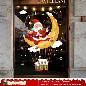 Christmas Decorations: Static Cling Santa Claus & Christmas Tree Window Stickers for Storefront, Glass Door Scene Decoration Hanging Ornaments - mysquishcase