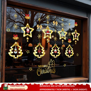 Christmas Decorations: Static Cling Santa Claus & Christmas Tree Window Stickers for Storefront, Glass Door Scene Decoration Hanging Ornaments - mysquishcase
