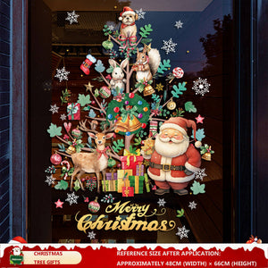 Christmas Decorations: Static Cling Santa Claus & Christmas Tree Window Stickers for Storefront, Glass Door Scene Decoration Hanging Ornaments - mysquishcase