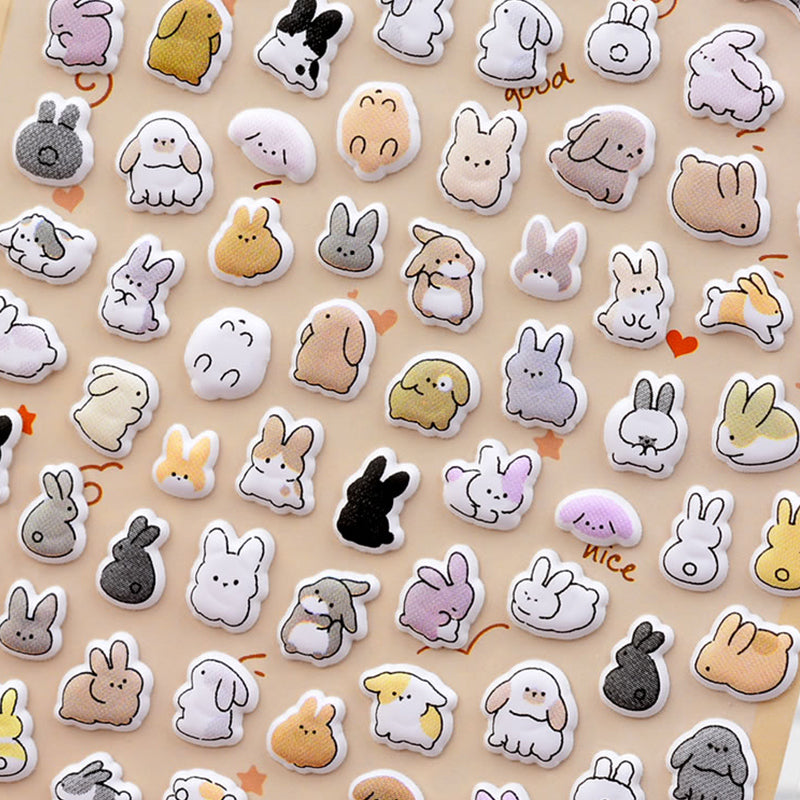 Cute Small Animal Pattern 3D Bubble Stickers - Cup Decoration Stickers