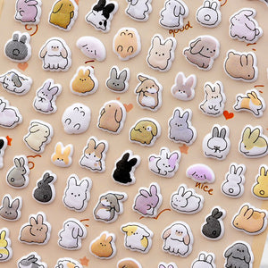 Adorable 3D bubble stickers with cute small animal patterns. Perfect for decorating cups, water bottles, laptops. Durable, removable, and waterproof. Fun animal designs for personalization.