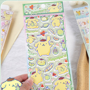 Adorable Pompompurin 3D soft rubber stickers. Official Sanrio character design, food-grade safe, removable & reusable. Perfect for DIY phone cases, crafts. Great for kids & adults!