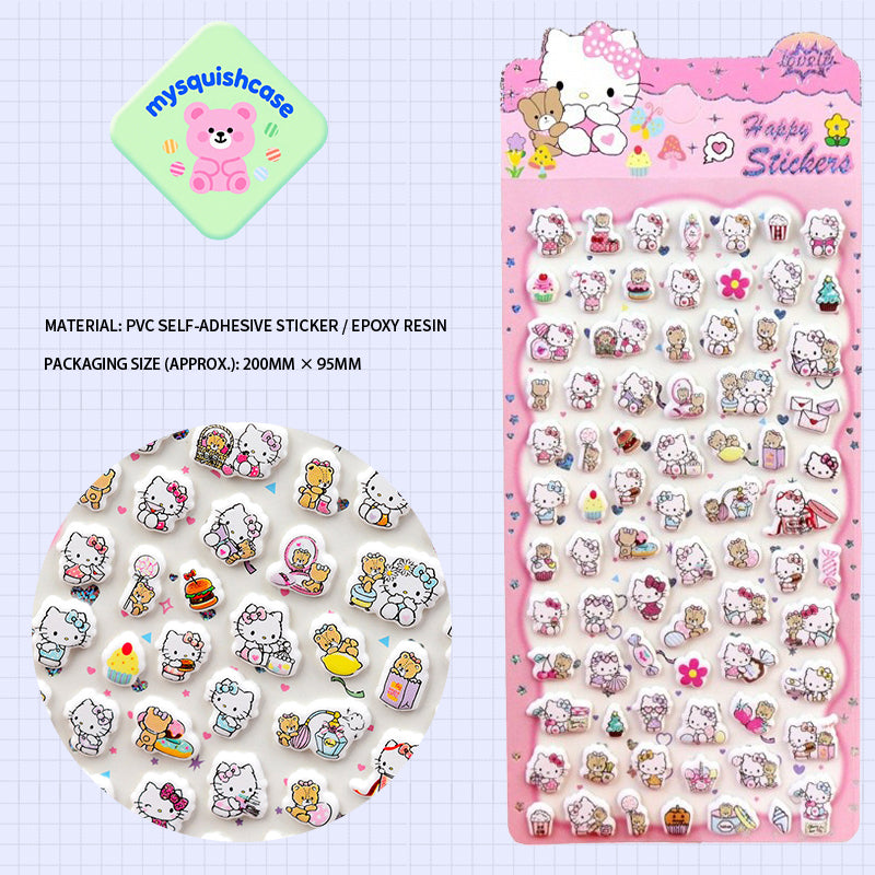 Kitty 3D Phone Case Decorative Stickers - Cartoon DIY Bubble Stickers