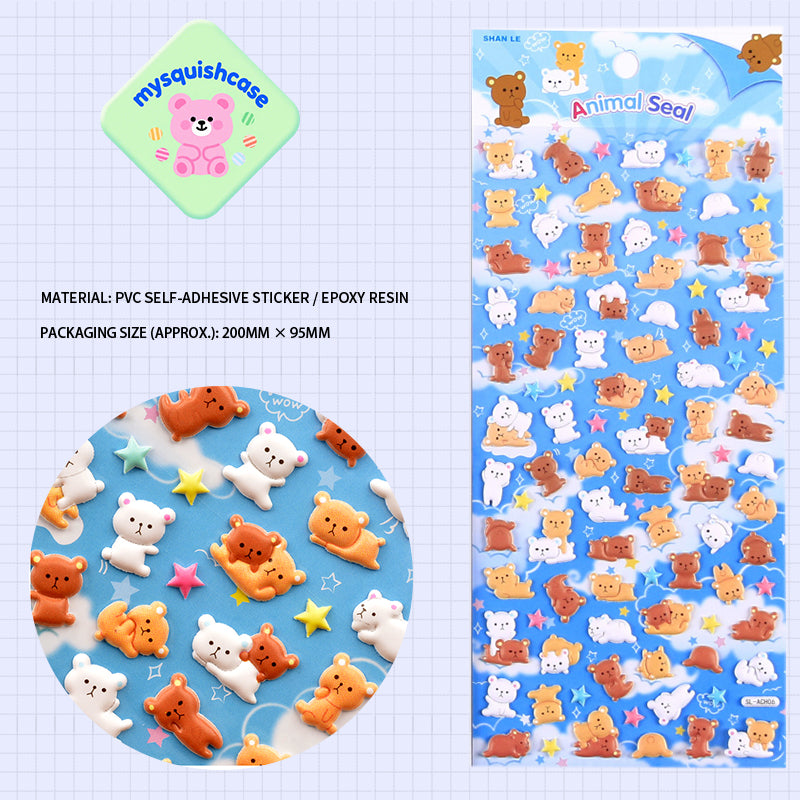 3D Puffy Bubble Stickers with Miniature Animal Patterns - DIY Stickers for Phone Cases