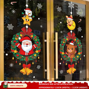 Christmas Decorations: Static Cling Santa Claus & Christmas Tree Window Stickers for Storefront, Glass Door Scene Decoration Hanging Ornaments - mysquishcase