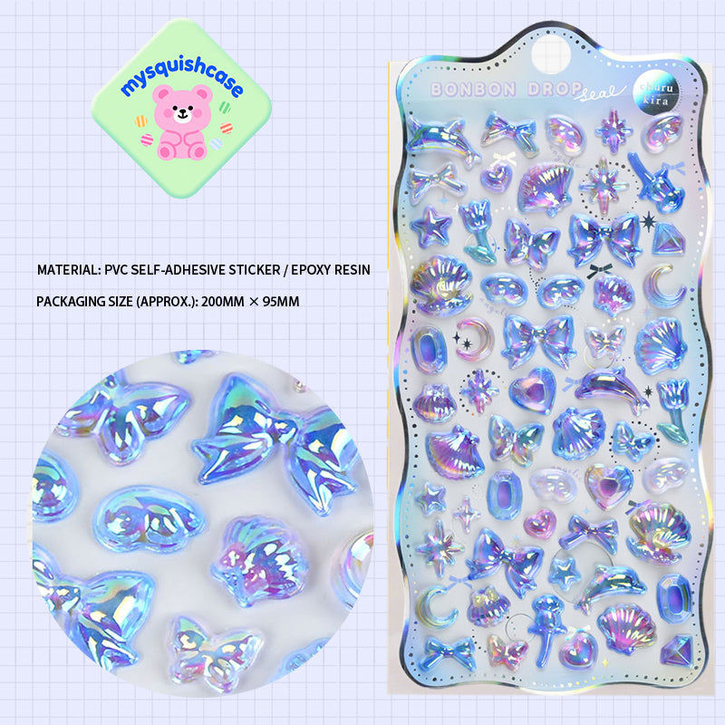 Cute 3D Rainbow Gradient Embossed Stickers - Kids & Girls' Phone Decor Stickers