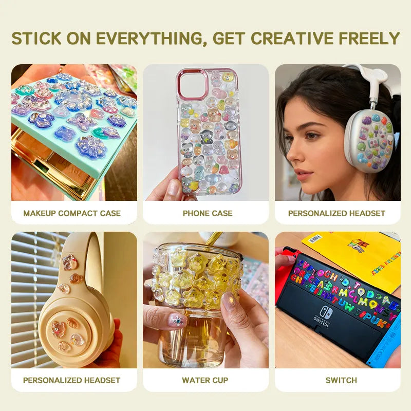 3D Stereo Cartoon Embossed Phone Case Stickers & Crystal Phone Case Decorative Paper