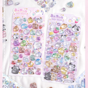 Adorable 3D epoxy resin ghost and cat stickers perfect for DIY phone cases and crafts. High-quality self-adhesive kawaii stickers for fun personalization!