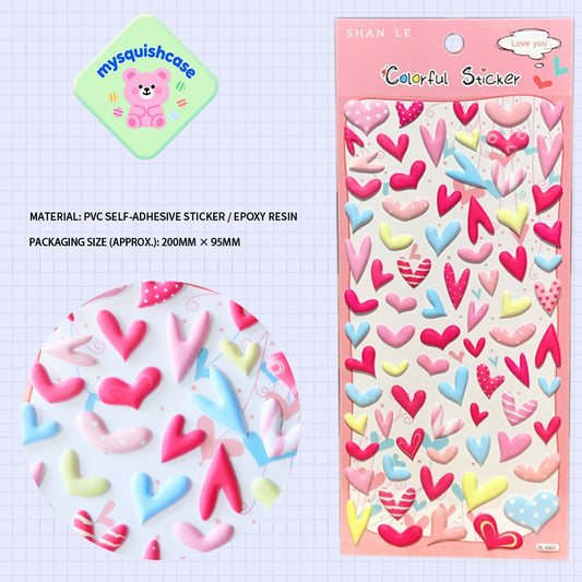 Love Heart Cute Paradise - Themed 3D Bubble Gum Stickers