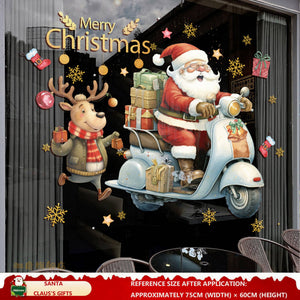 Christmas Decorations: Static Cling Santa Claus & Christmas Tree Window Stickers for Storefront, Glass Door Scene Decoration Hanging Ornaments - mysquishcase