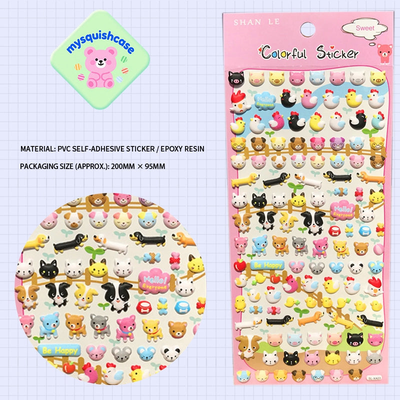 Farm Cute Pet Paradise - Themed 3D Bubble Gum Stickers