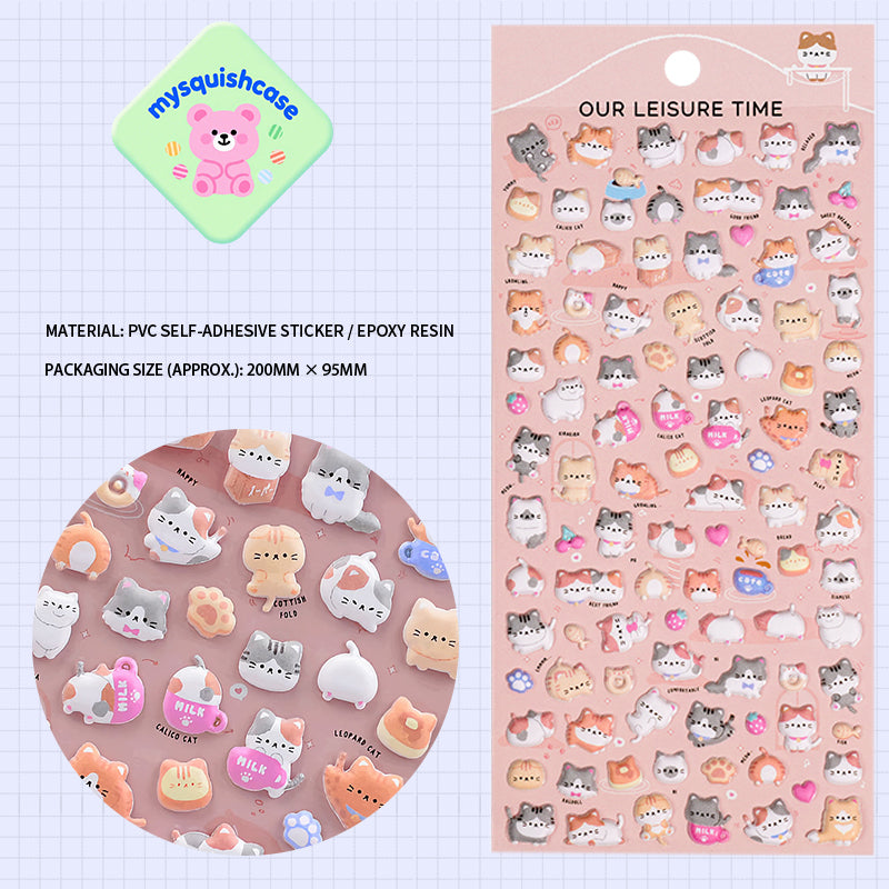 Cartoon Small Animal 3D Bubble Stickers - Decorative Decals for Phone Cases, Water Cups & Notebooks