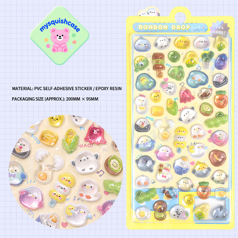 Adorable 3D Epoxy Stickers: Animal & Food Designs for DIY Fun