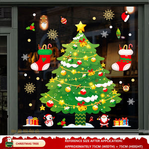 Christmas Decorations: Static Cling Santa Claus & Christmas Tree Window Stickers for Storefront, Glass Door Scene Decoration Hanging Ornaments - mysquishcase