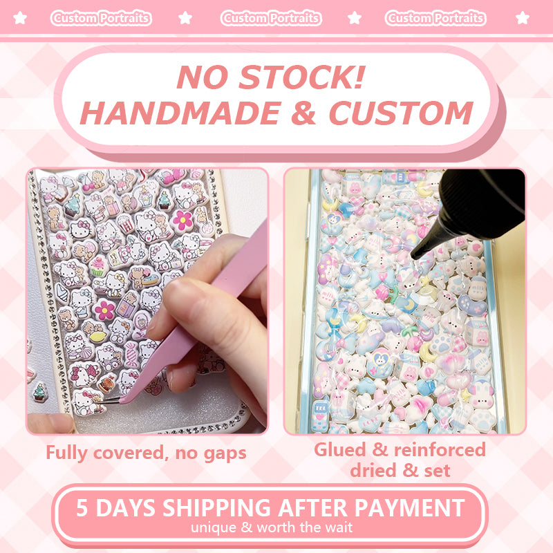 Handmade Cute Cat Pattern Clear Phone Case - Kawaii Custom Art Design