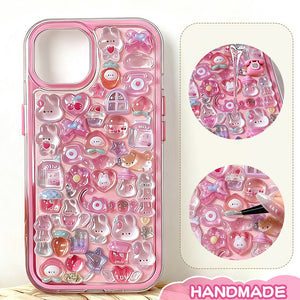 Adorable handmade DIY cartoon iPhone case. Fun custom design, compatible with all iPhone models. Protective & unique. Perfect personalized kawaii accessory. Handcrafted with love!