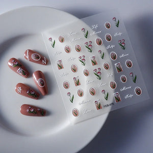 Adorable 5D embossed nail stickers with cute cartoon bee and bear designs. Easy to apply, long-lasting nail art. Perfect for fun manicures, kids' nails, and playful nail decorations. High-quality nail decals.