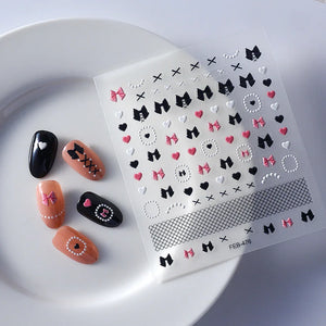 Adorable 5D embossed nail stickers with cute cartoon bee and bear designs. Easy to apply, long-lasting nail art. Perfect for fun manicures, kids' nails, and playful nail decorations. High-quality nail decals.