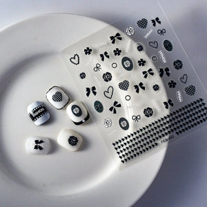 Adorable 5D embossed nail stickers with cute cartoon bee and bear designs. Easy to apply, long-lasting nail art. Perfect for fun manicures, kids' nails, and playful nail decorations. High-quality nail decals.