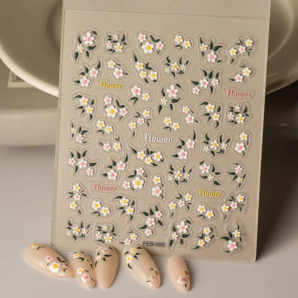 5D Nail Stickers: Embossed Stickers with Cartoon Bee & Bear Designs