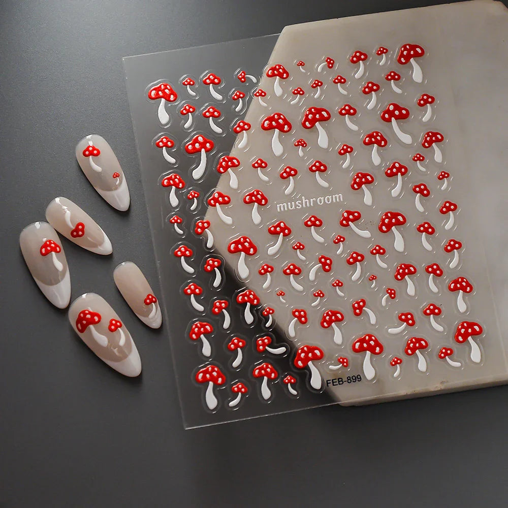 5D Nail Stickers: Embossed Stickers with Cartoon Bee & Bear Designs