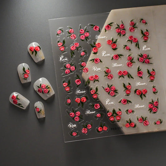 5D Nail Stickers: Embossed Stickers with Cartoon Bee & Bear Designs