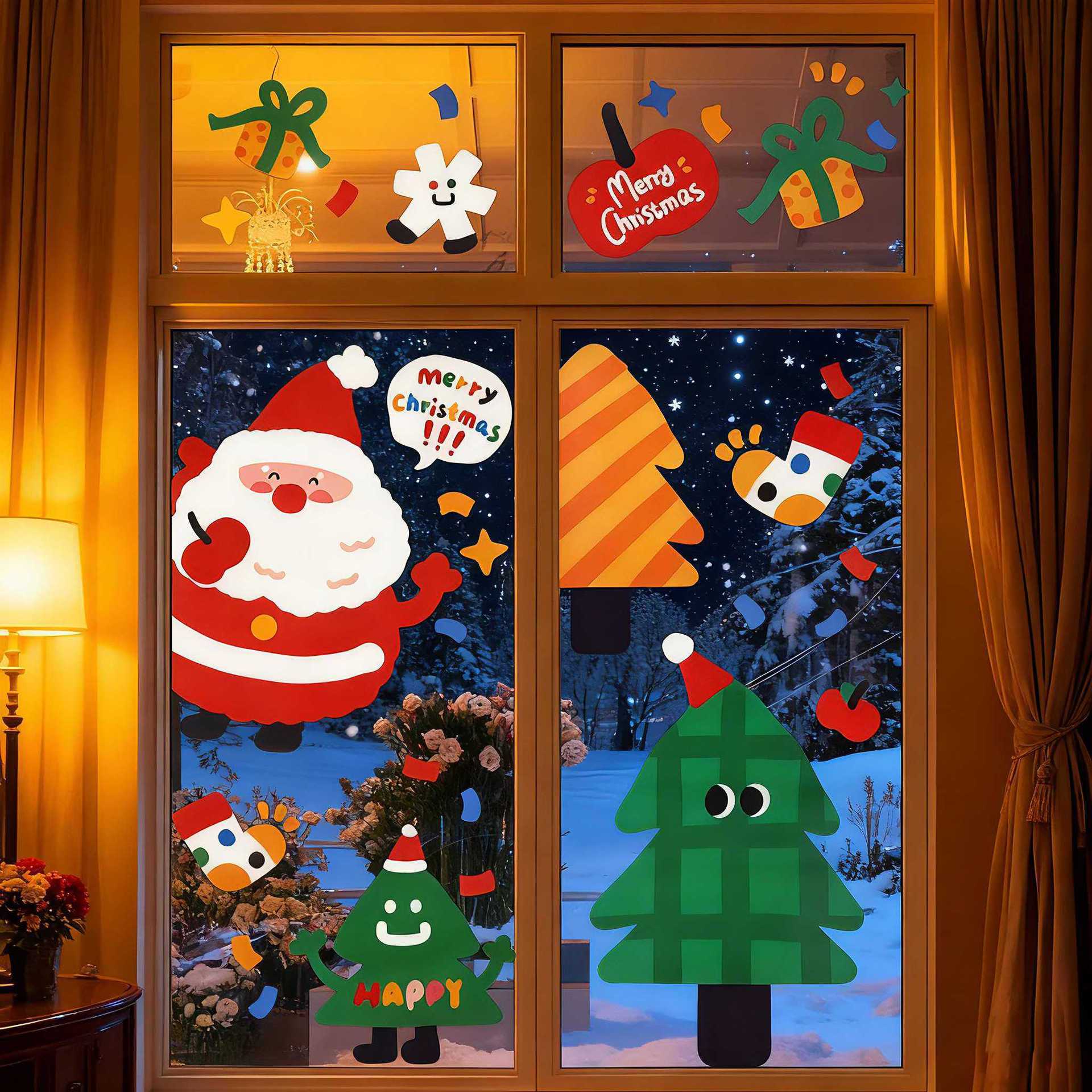 Christmas Anti-Static Glass Door Creative Stickers - Decorations