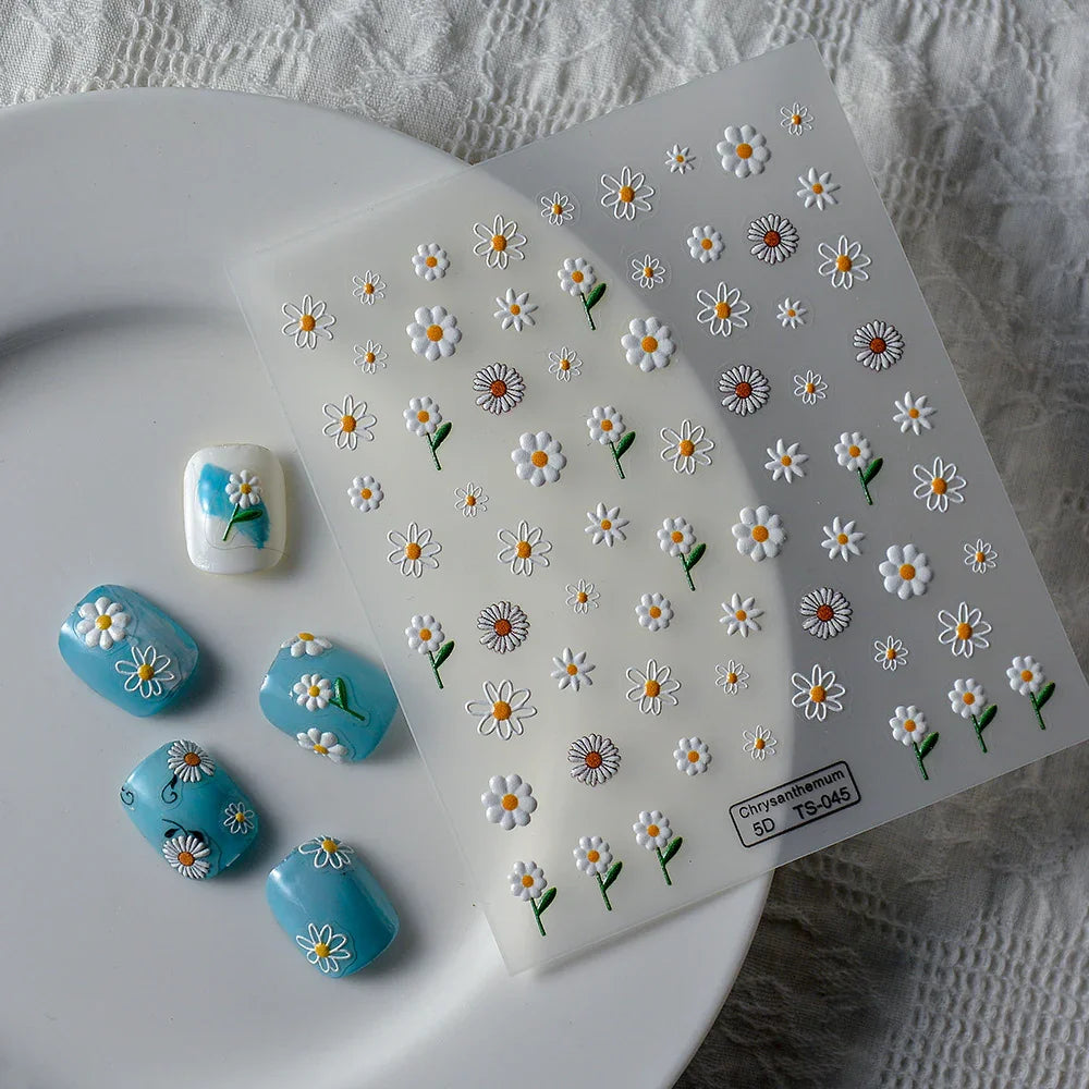 5D Nail Stickers: Embossed Stickers with Cartoon Bee & Bear Designs