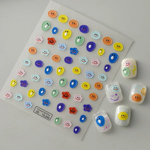 Adorable 5D embossed nail stickers with cute cartoon bee and bear designs. Easy to apply, long-lasting nail art. Perfect for fun manicures, kids' nails, and playful nail decorations. High-quality nail decals.