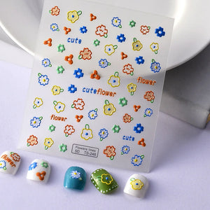 Adorable 5D embossed nail stickers with cute cartoon bee and bear designs. Easy to apply, long-lasting nail art. Perfect for fun manicures, kids' nails, and playful nail decorations. High-quality nail decals.