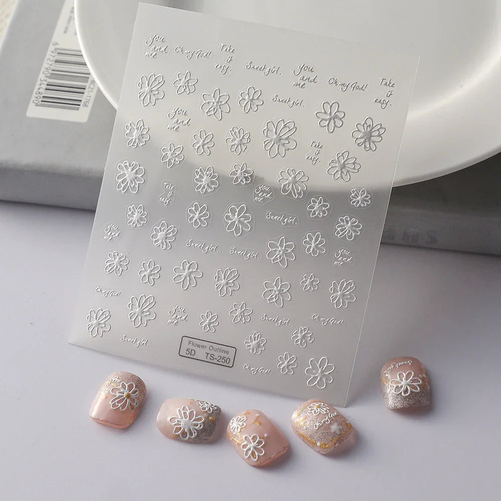 5D Nail Stickers: Embossed Stickers with Cartoon Bee & Bear Designs