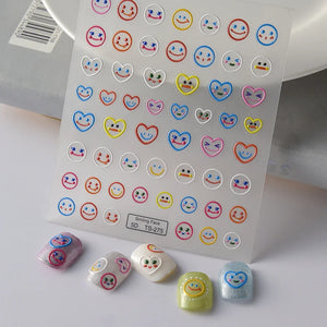 Adorable 5D embossed nail stickers with cute cartoon bee and bear designs. Easy to apply, long-lasting nail art. Perfect for fun manicures, kids' nails, and playful nail decorations. High-quality nail decals.