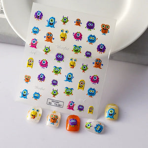 Adorable 5D embossed nail stickers with cute cartoon bee and bear designs. Easy to apply, long-lasting nail art. Perfect for fun manicures, kids' nails, and playful nail decorations. High-quality nail decals.