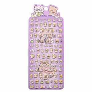 Finished DIY iPhone case with pink frame, decorated with dense mini bear and cute animal stickers, creating a cozy pastel kawaii aesthetic.