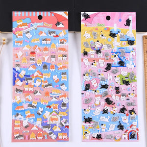 Animal Seal" cute kawaii sticker sheet with tiny orange and black cat designs, perfect for DIY phone case and craft projects.