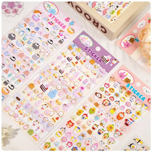 Collection of 3D puffy sticker sheets with cute sea animals (penguin, seal, whale), self-adhesive PVC epoxy stickers for DIY crafts and stationery decoration