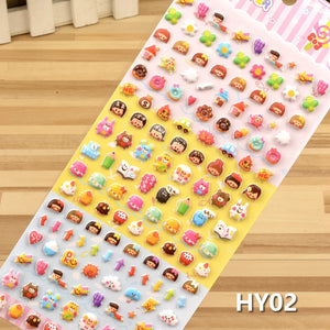 3D puffy sticker sheet (HY02) with cute cartoon characters, self-adhesive epoxy PVC stickers for phone case and stationery decoration