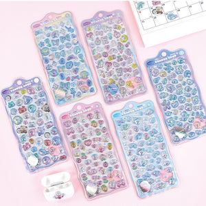 Playful 3D holographic sea and land critter stickers perfect for DIY phone cases and crafts. High-quality self-adhesive kawaii stickers add iridescent cuteness!
